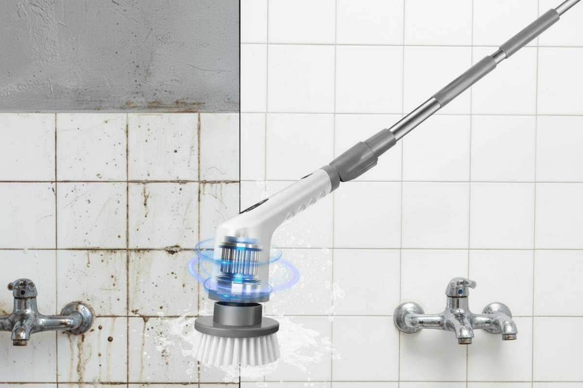 Elektrische Spin Scrubber – Krachtige Schoonmaak zonder Bukken Oplaadbare Elektrische Schoonmaakborstel met Verlengsteel - Zenityliving.com