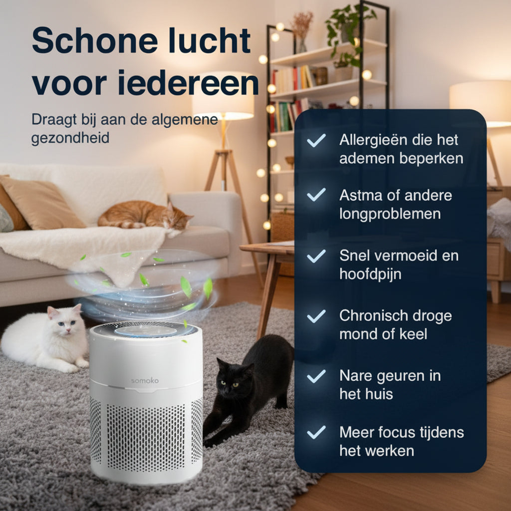 Draagbare Luchtreiniger – Stil & Geschikt voor Slaapkamer  Mini Luchtreiniger met HEPA-filter voor Woonruimte & Werkplek
