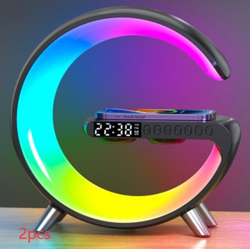 Slimme G-Vorm LED Lamp met Bluetooth Speaker & Draadloze Oplader – App-bediende Sfeerlamp - Zenityliving.com