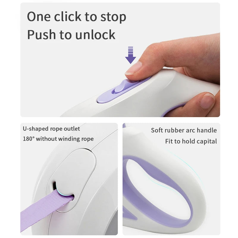 Uitschuifbare Hondenriem met LED-Licht – 3 m & 5 m Automatische Riem