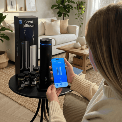 Waterloze Aroma Diffuser CH124 – Bluetooth & Afstandsbediening (incl. 2 geurflessen) - Zenityliving.com