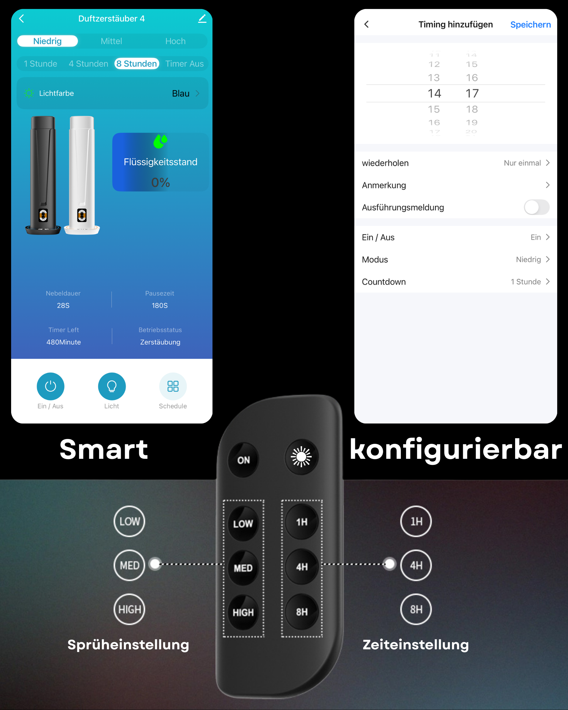 Waterloze Aroma Diffuser met WiFi & Afstandsbediening – CH101 Zwart (tot 100 m²