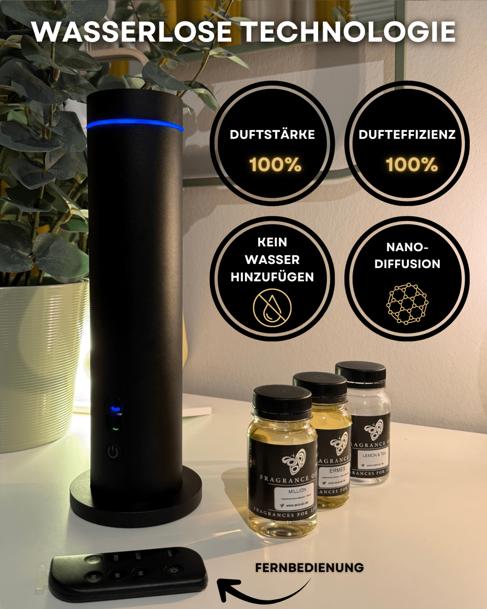 Waterloze Aroma Diffuser CH124 – Bluetooth & Afstandsbediening (incl. 2 geurflessen) - Zenityliving.com