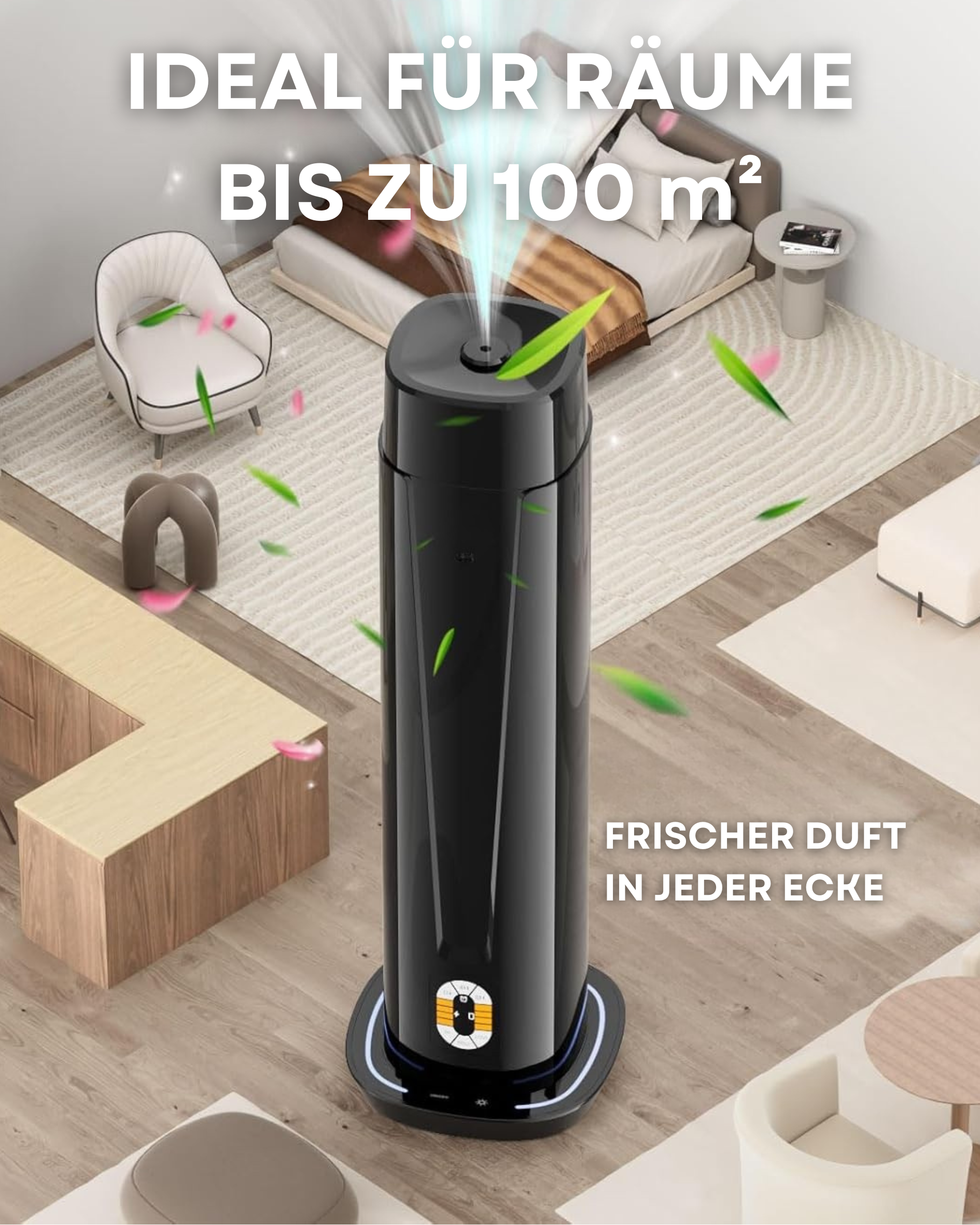 Waterloze Aroma Diffuser met WiFi & Afstandsbediening – CH101 Zwart (tot 100 m²