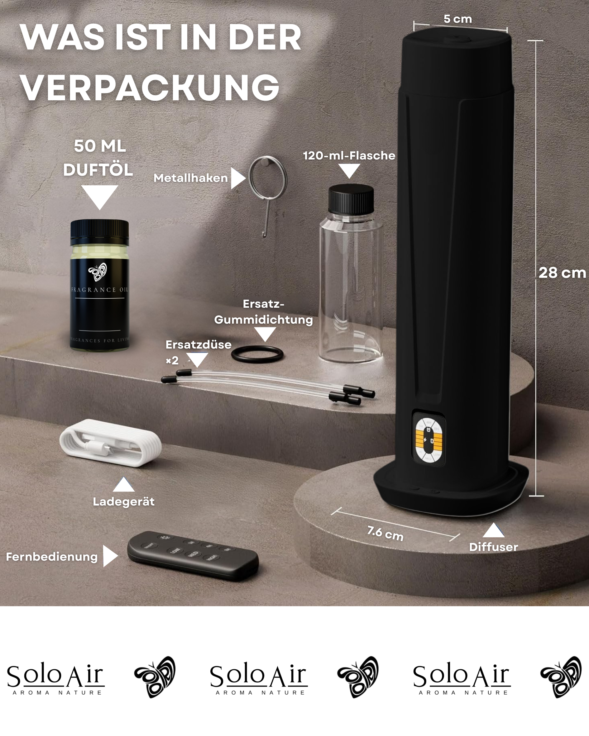 Waterloze Aroma Diffuser met WiFi & Afstandsbediening – CH101 Zwart (tot 100 m²