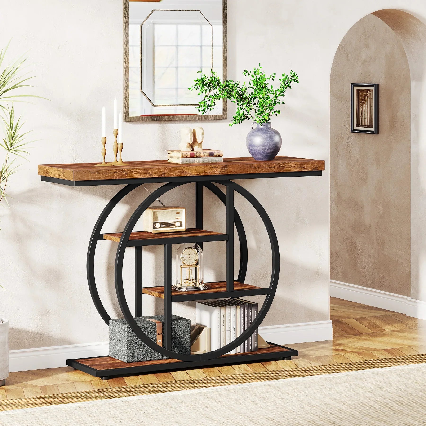 ZenityLiving Modern Iron & Wood Entrance Table Exclusieve Design Haltafel van Metaal & Massief Hout