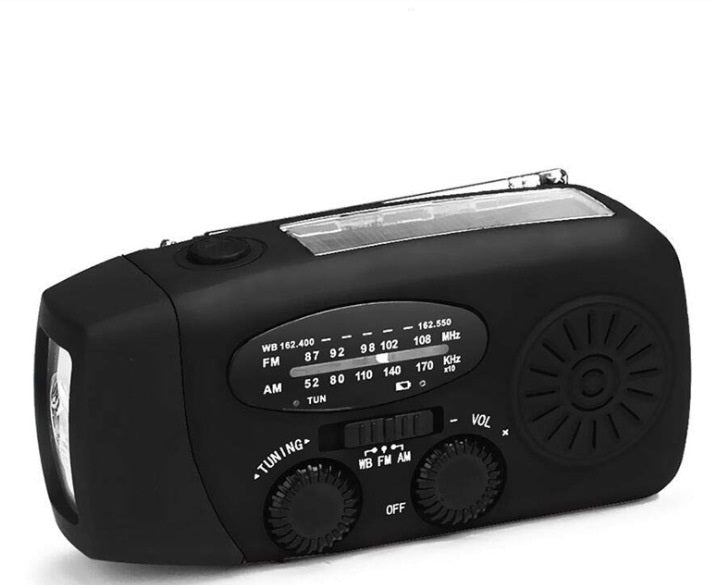 Zonne- en Handzwengel Radio met Zaklamp & USB-Oplader – Noodradio
