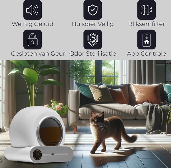 Pet Tech Automatische Kattenbak 65L – Zelfreinigende Slimme Kattenbak
