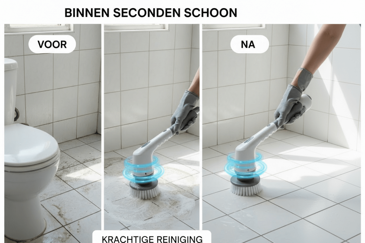 Elektrische Spin Scrubber – Krachtige Schoonmaak zonder Bukken Oplaadbare Elektrische Schoonmaakborstel met Verlengsteel - Zenityliving.com