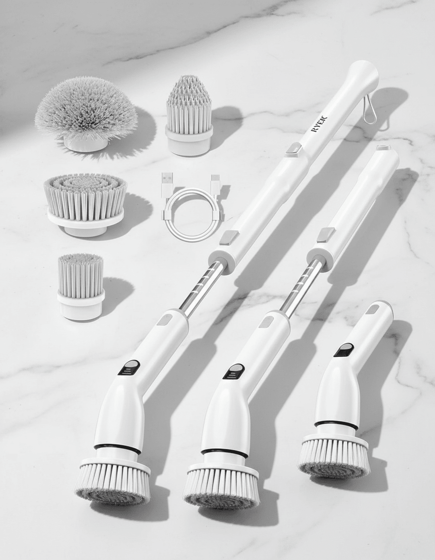 Elektrische Spin Scrubber – Krachtige Schoonmaak zonder Bukken Oplaadbare Elektrische Schoonmaakborstel met Verlengsteel - Zenityliving.com