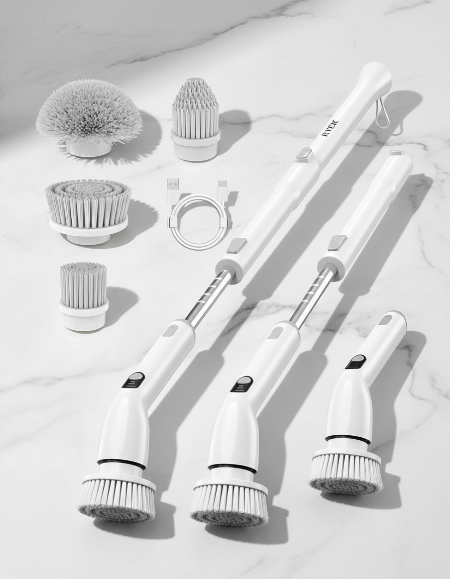 Elektrische Spin Scrubber – Krachtige Schoonmaak zonder Bukken  Oplaadbare Elektrische Schoonmaakborstel met Verlengsteel