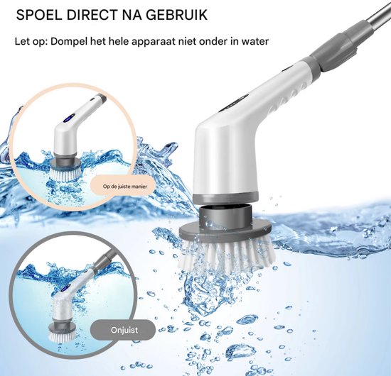 Elektrische Spin Scrubber – Krachtige Schoonmaak zonder Bukken  Oplaadbare Elektrische Schoonmaakborstel met Verlengsteel