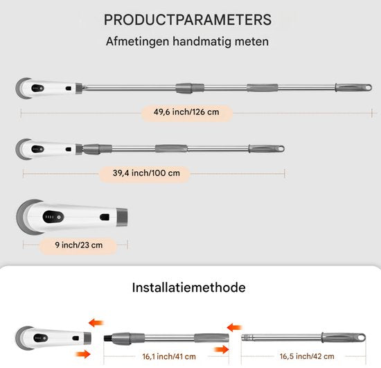 Elektrische Spin Scrubber – Krachtige Schoonmaak zonder Bukken  Oplaadbare Elektrische Schoonmaakborstel met Verlengsteel
